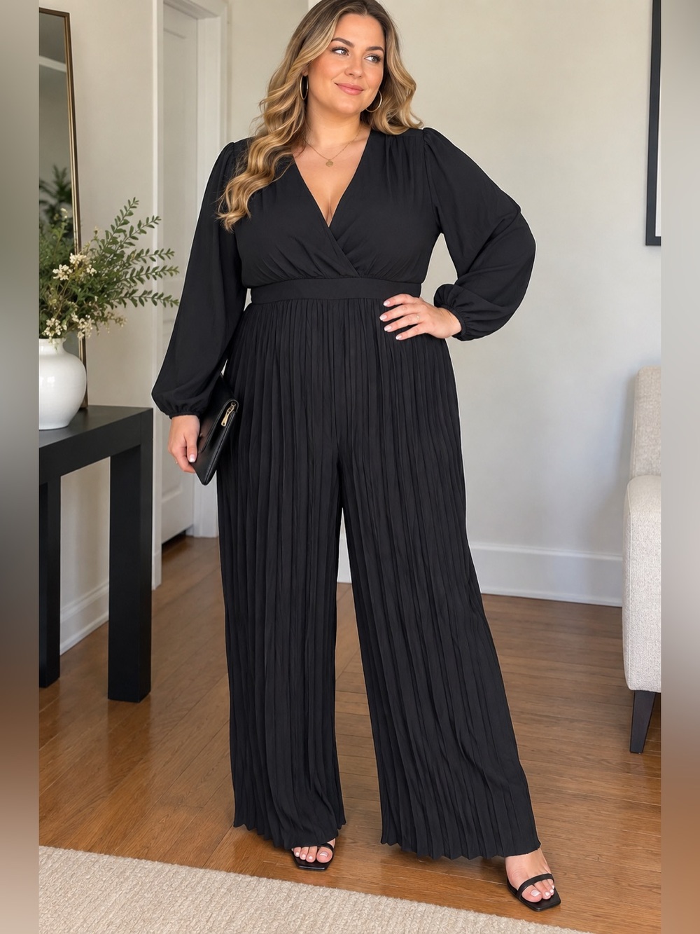 Women’s Black Pleated Wide Leg Jumpsuit Size 3XL BNWOT